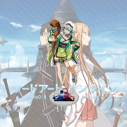Green and white patterned kimono style sword art online asuna acrylic stand featuring turquoise hair 15cm model