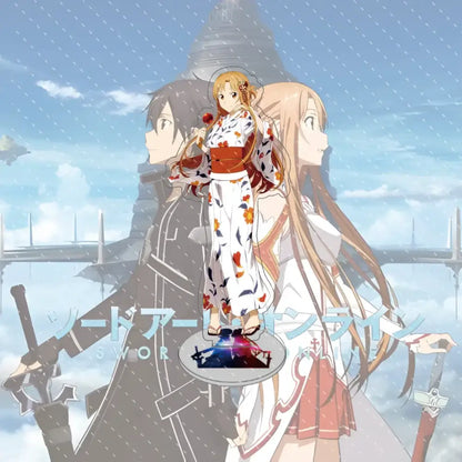 White kimono with orange red floral patterns worn by blonde anime character in sword art online asuna acrylic stand