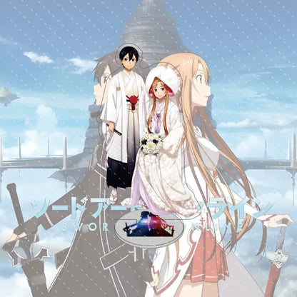 White wedding attire with intricate lace and red rose accent on sword art online asuna acrylic stand 15cm model