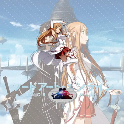 White and red armored fantasy girl with long blonde hair holding sword acrylic stand from sword art online asuna acrylic stand 15cm