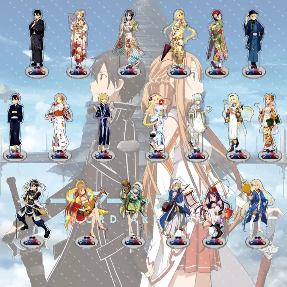Clear acrylic sword art online asuna acrylic stand featuring anime character in traditional japanese attire 15cm model