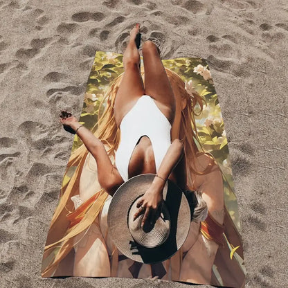 A white one-piece swimsuit with cutout detail worn on a sword art online asuna microfiber bath towel