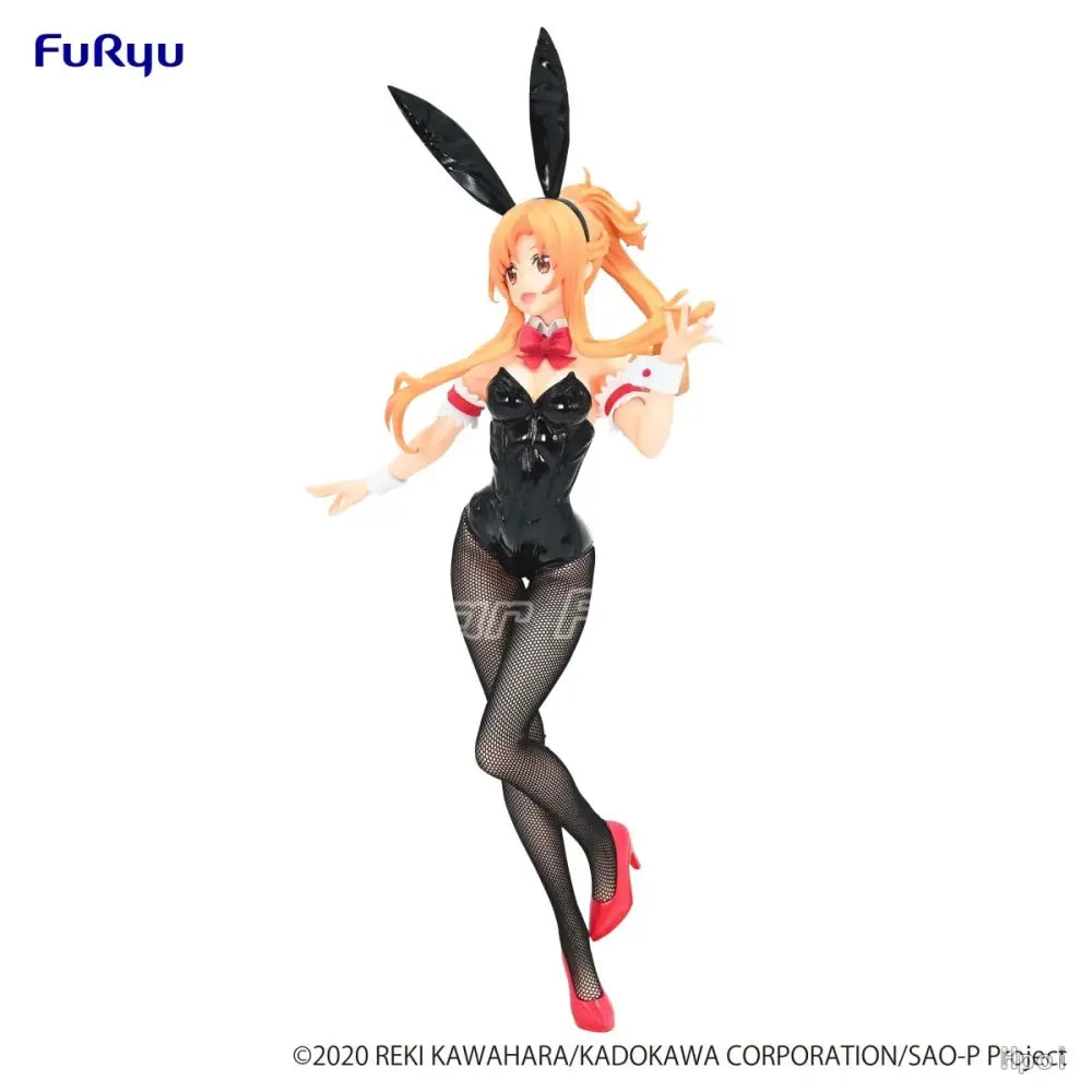 Black bunny-themed sword art online asuna biCute bunnies PVC figure with orange hair red bow tie and heels by FuRyu