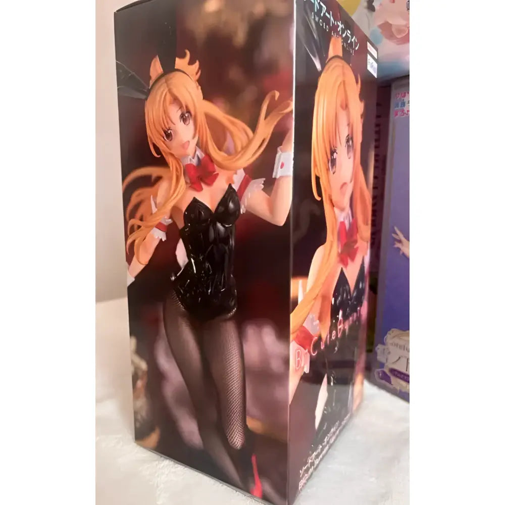 Sword Art Online Asuna BiCute Bunnies figure in black corset with red bow fishnet stockings orange hair and bunny ears