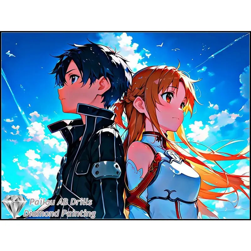 Black and silver armored jacket with high collar and detailed shoulder plates in sword art online diamond painting mosaic
