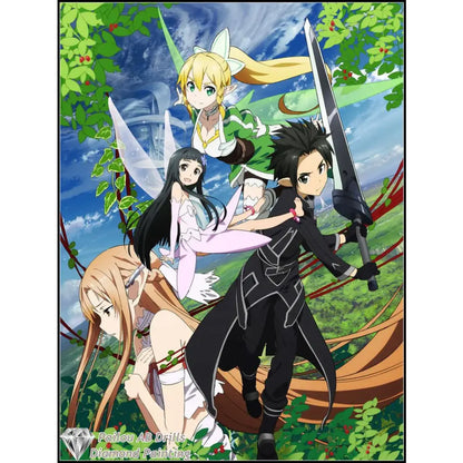 Black and silver sword with sharp tip and ornate hilt featured in sword art online asuna and kirito diamond painting mosaic