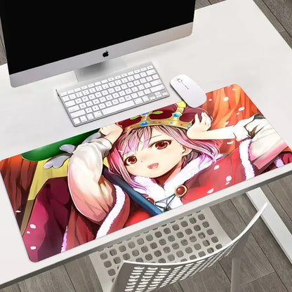 A vibrant sword art online asuna large mouse pad featuring a pink-haired character in red and white royal outfit