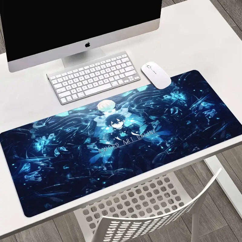 Blue sword art online asuna large mouse pad with hd printed anime character design for gaming desk use
