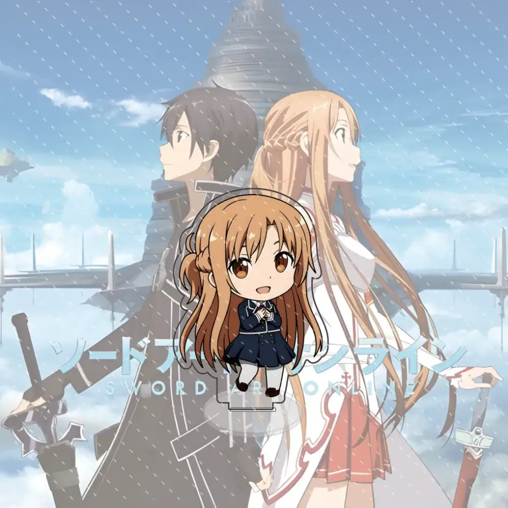 Chibi-style Asuna in navy blue school uniform acrylic stand for sword art online kirito acrylic stand 10cm product