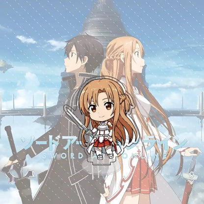 Chibi asuna sword art online acrylic charm with white and red outfit and silver blade detail for kirito acrylic stand