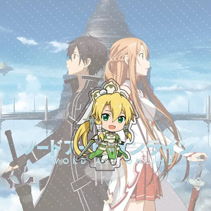 Chibi-style asuna charm with green and white armor and sword for sword art online kirito acrylic stand 10cm acrylic