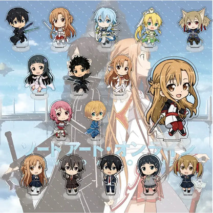 Chibi-style sword art online kirito acrylic stand featuring colorful designs and detailed 10cm acrylic figure