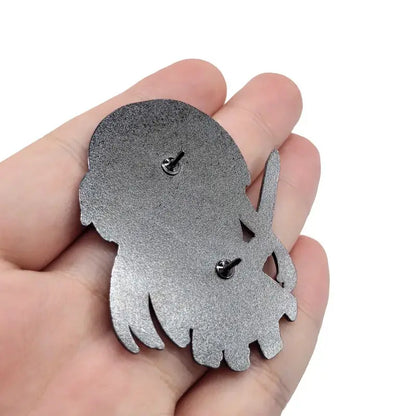 Silver glittery chibi sword art online kirito metal pin holding sword backpack brooch accessory