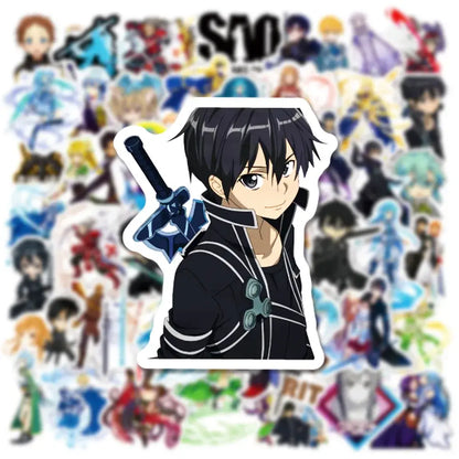 Black and blue sword art online kirito sticker with detailed white outlines from 30 50pcs decal set