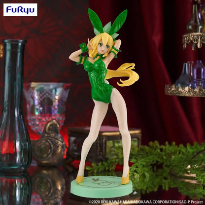 Sword art online leafa bicicute bunnies figure in green pvc with yellow hair and heels on a light blue base
