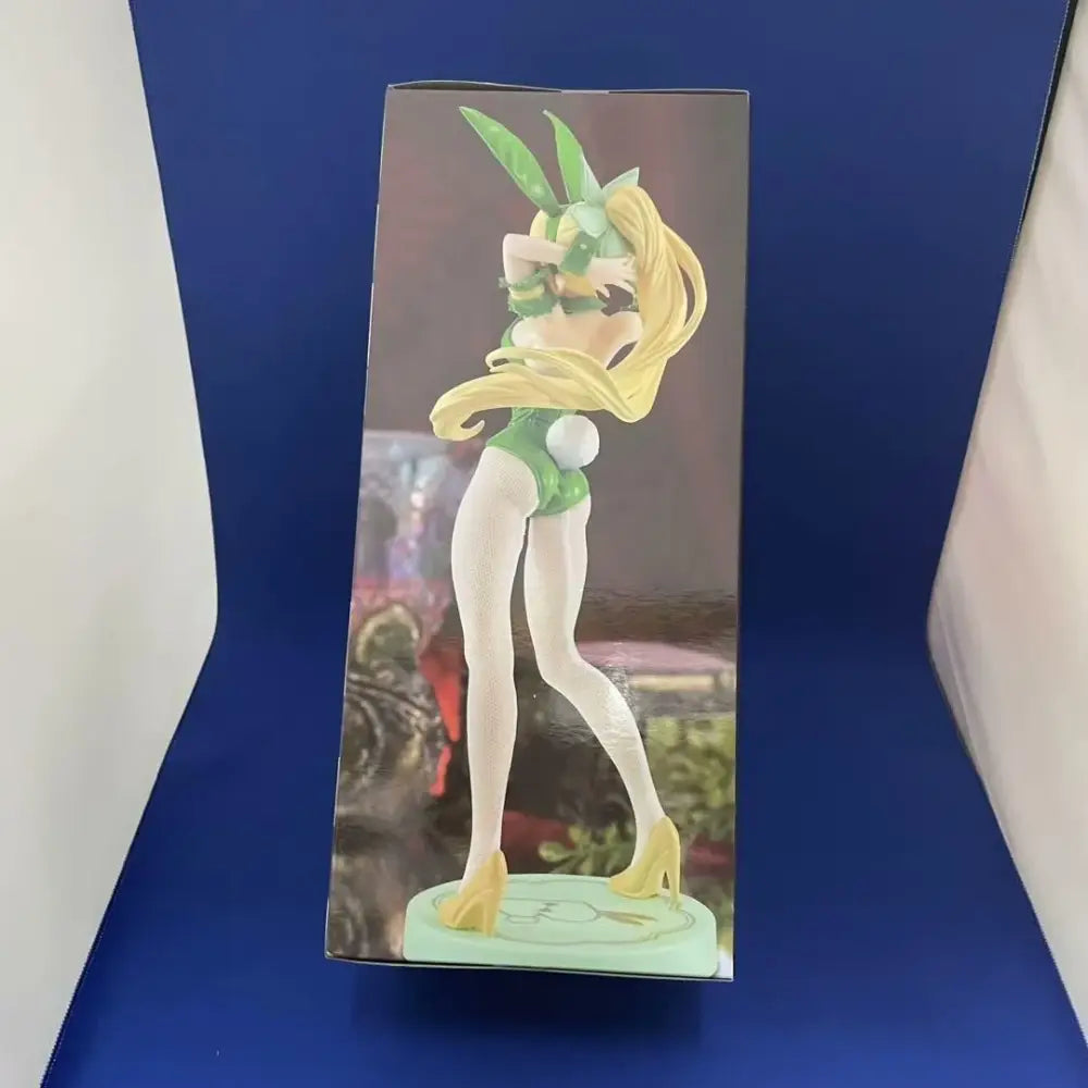 Sword art online leafa bicutebunnies pvc figure in green and yellow bunny swimsuit with white stockings on matching base