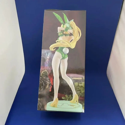 Sword art online leafa bicutebunnies pvc figure in green and yellow bunny swimsuit with white stockings on matching base