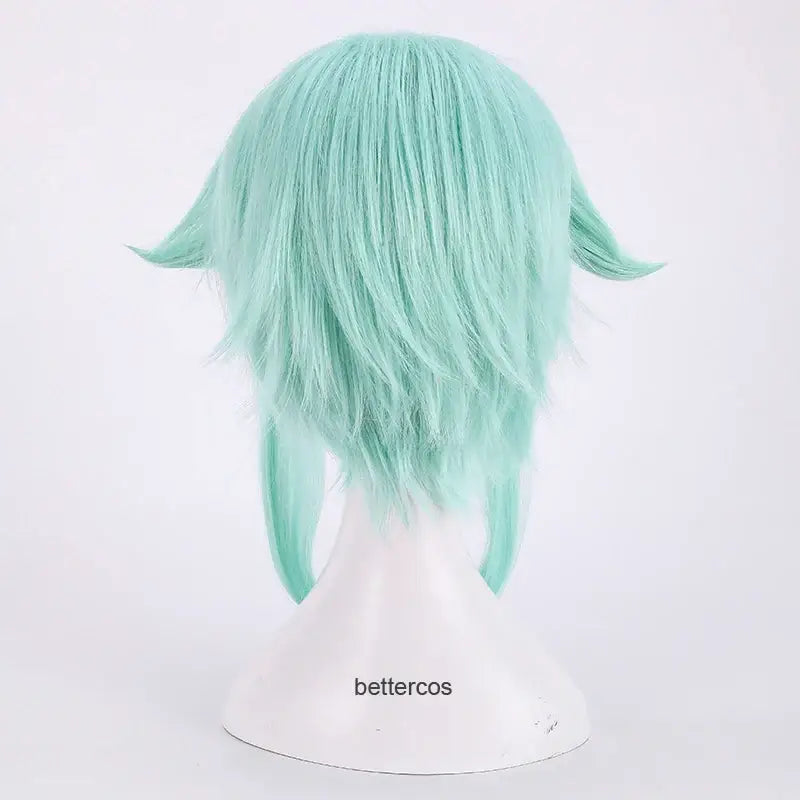 Sword Art Online sinon cosplay wig in mint green blue heat-resistant synthetic hair with pointed ear-like bangs