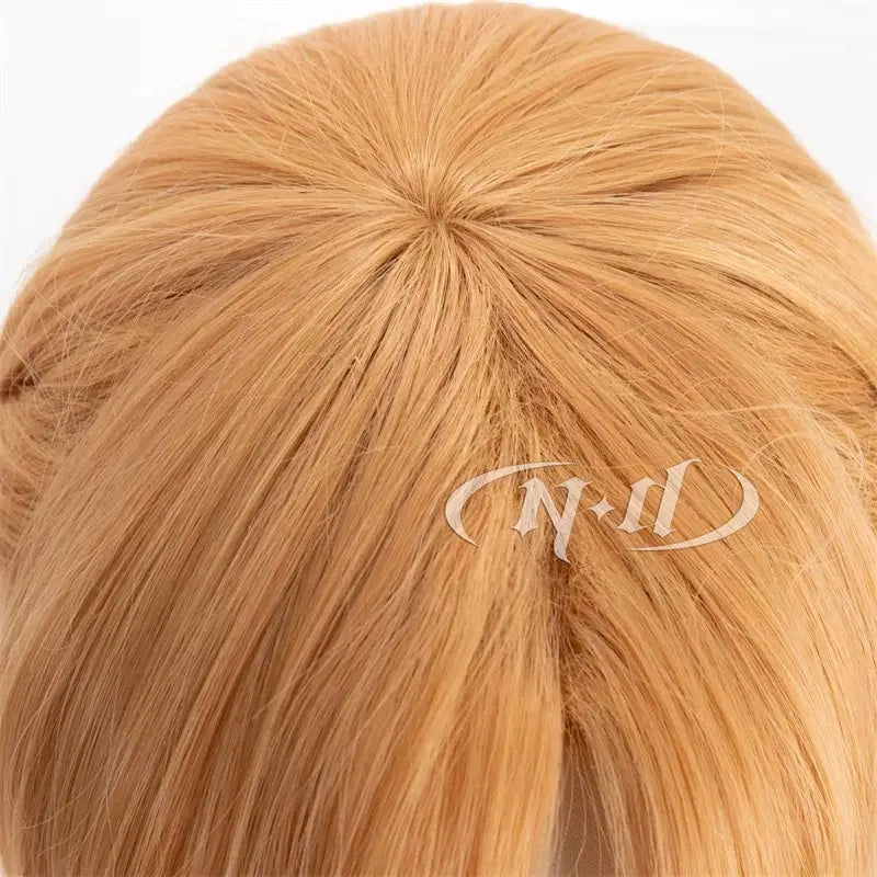 Blonde synthetic wig with smooth voluminous texture and center parting for online yuuki asuna cosplay