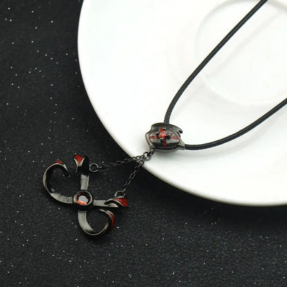 Tokyo Ghoul kaneki ken pendant necklace with black and red metallic alloy choker featuring three-pronged gemstone design
