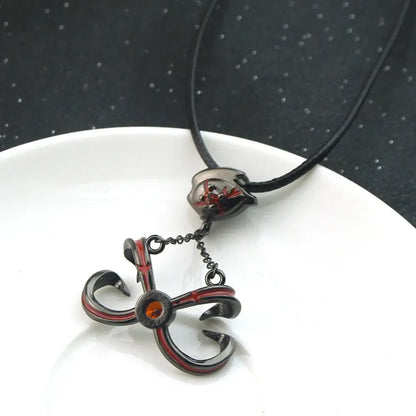Tokyo Ghoul kaneki ken pendant necklace with black and red alloy choker and orange gemstone centerpiece on black cord