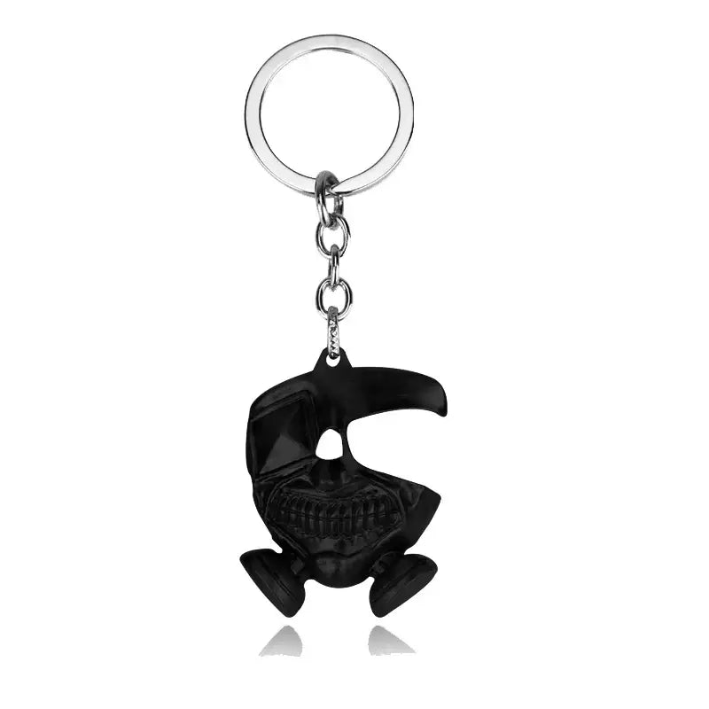 Black skull-shaped kaneki ken keychain with metallic ring and chain for tokyo ghoul pendant necklace choker alloy
