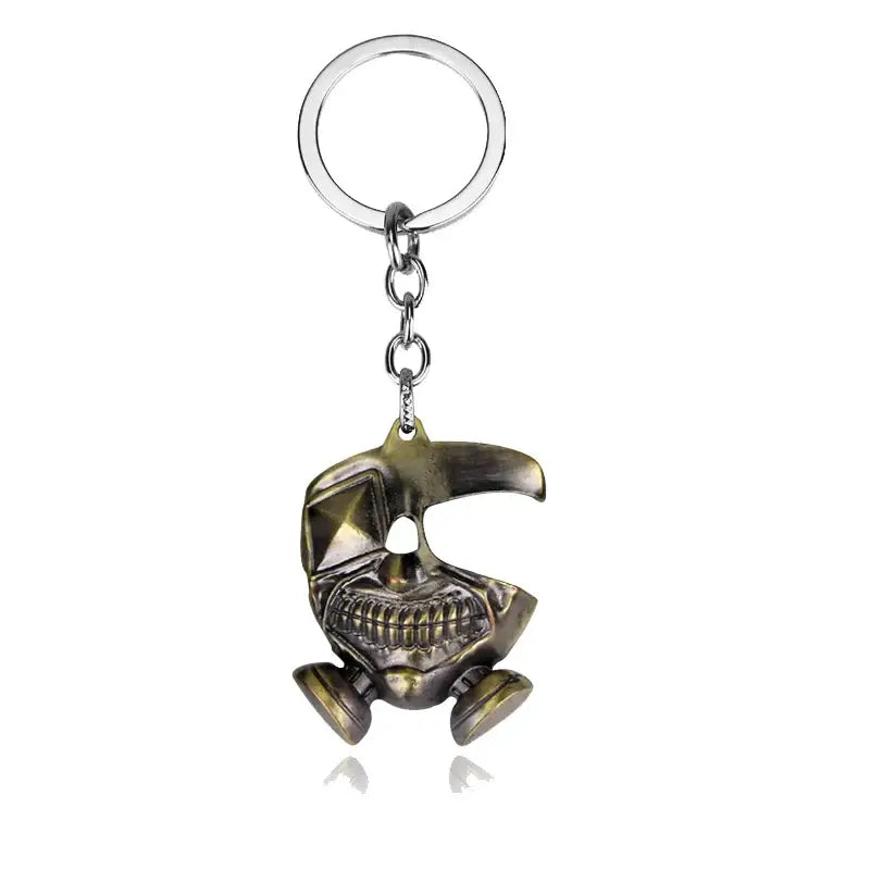 Bronze-colored alloy pendant necklace featuring kaneki ken skull mask with sharp teeth from tokyo ghoul choker design