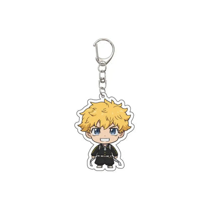 Chibi-style tokyo revengers acrylic keychain featuring a blonde-haired anime character in black attire 6cm ornament
