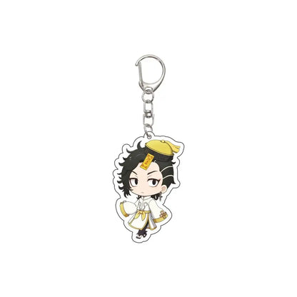 Tokyo Revengers acrylic keychain featuring a 6cm chibi character with black hair yellow hat and white gold outfit