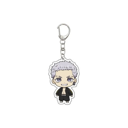Silver-haired tokyo revengers anime character acrylic keychain with black jacket and white trim 6cm ornament