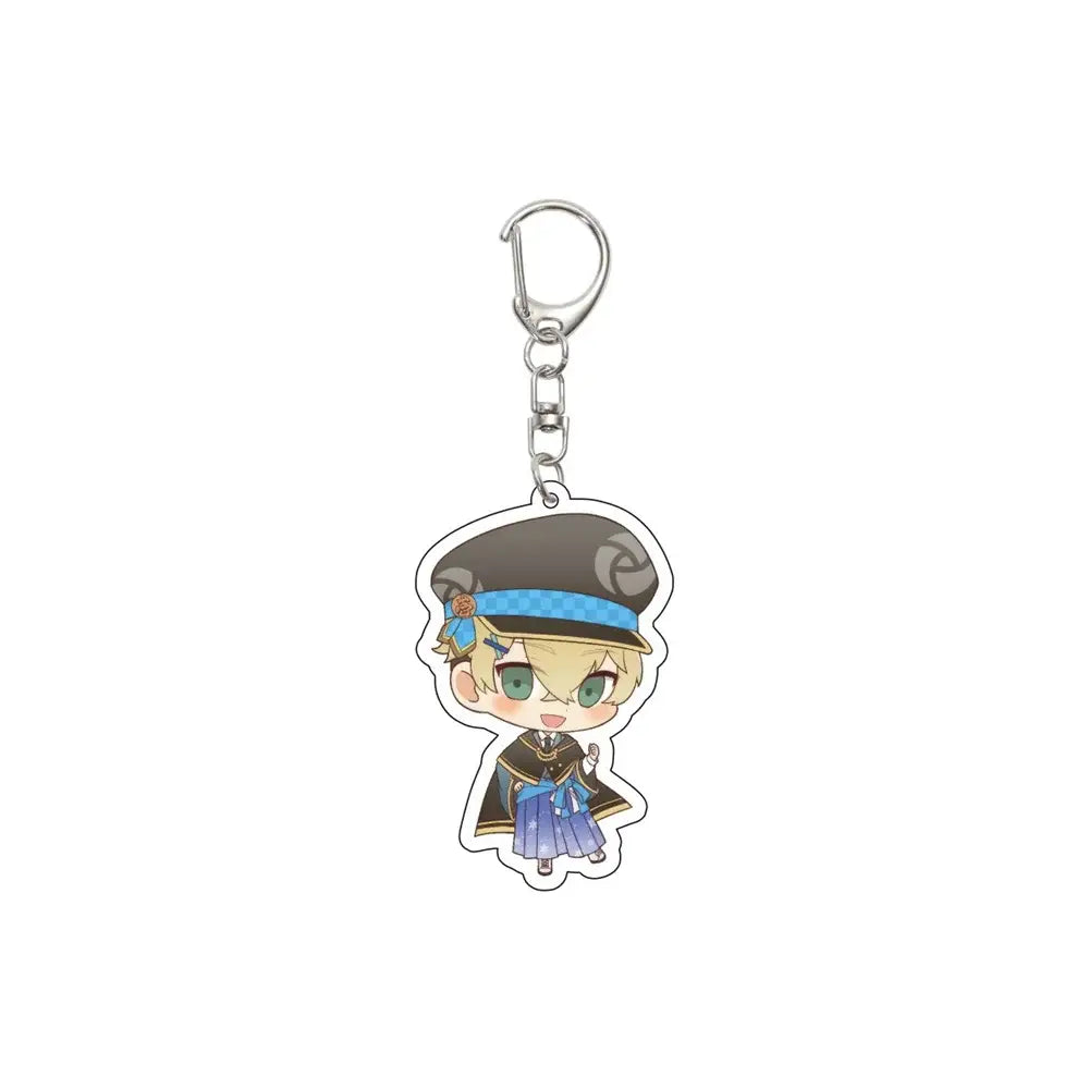 Chibi-style tokyo revengers acrylic keychain featuring a blonde character in brown hat and dark coat 6cm ornament