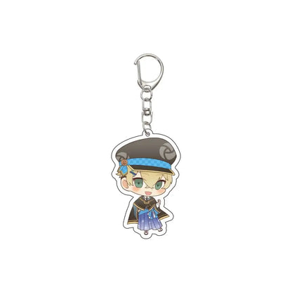 Chibi-style tokyo revengers acrylic keychain featuring a blonde character in brown hat and dark coat 6cm ornament