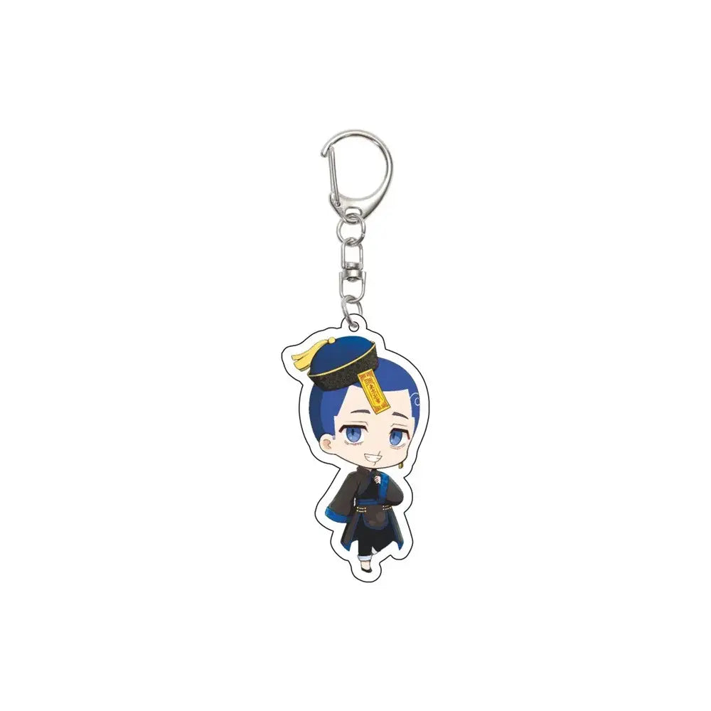 Tokyo Revengers acrylic keychain featuring a blue-haired anime character in black uniform with gold-trimmed hat and metal clasp