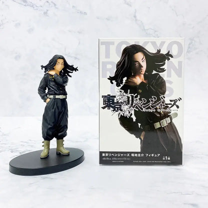 Black pvc figure of tokyo revengers hanagaki keisuke hanma in jacket and olive boots from 18cm 5-piece figure set