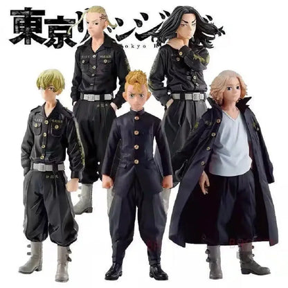 Tokyo Revengers Hanagaki Keisuke Hanma black uniformed pvc figure set with five detailed 18cm figurines