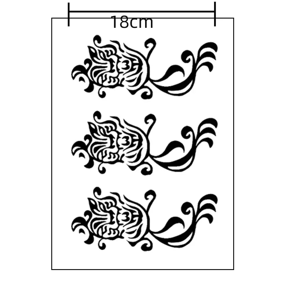 Black ornamental floral tokyo revengers tattoo stickers featuring intricate 18cm wide swirling patterns waterproof
