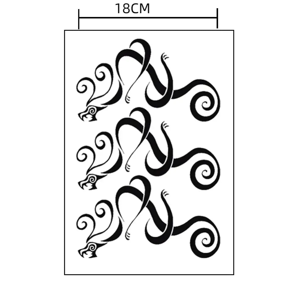 Black stylized dragon tokyo revengers tattoo stickers on white backing sheet waterproof and reusable