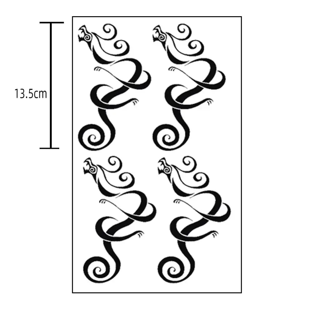 Black stylized dragon tokyo revengers tattoo stickers arranged in a vertical strip featuring waterproof design