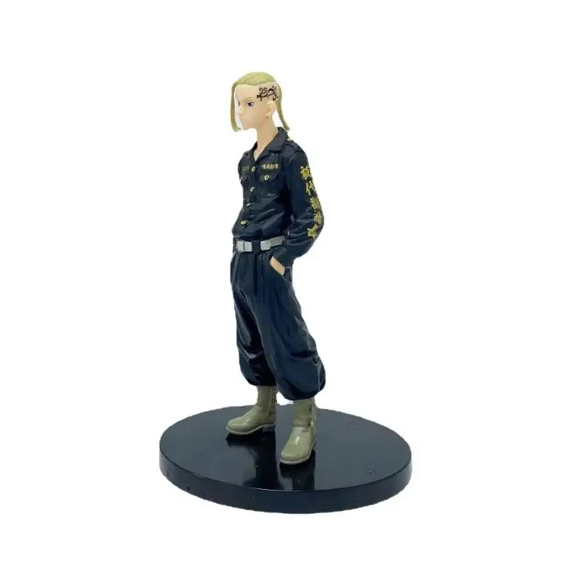 Tokyo revengers mikey 17cm pvc figure in dark blue uniform with gold lettering and distinctive hairstyle on black base