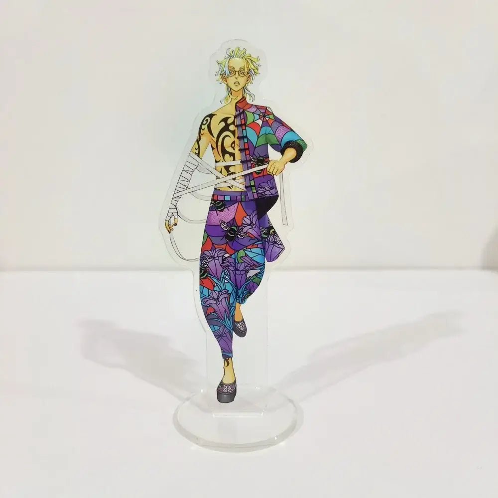 Translucent 15cm ran rindo haitani acrylic standee featuring tokyo revengers anime character in vibrant outfit