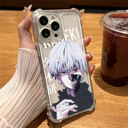 Clear soft silicon phone case with detailed kaneki ken illustration for tokyo ghouls hot phone case back side