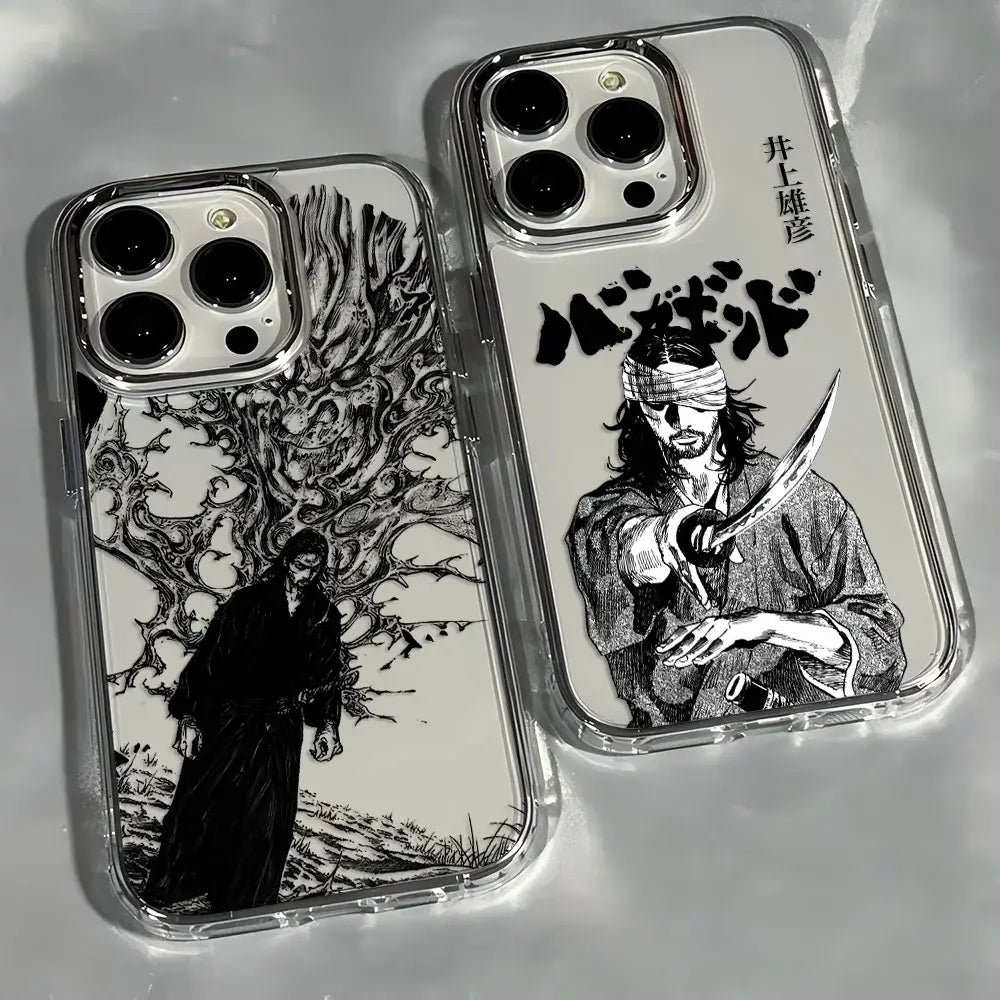 Clear soft cover phone case with black and white berserk manga characters transparent soft cover design