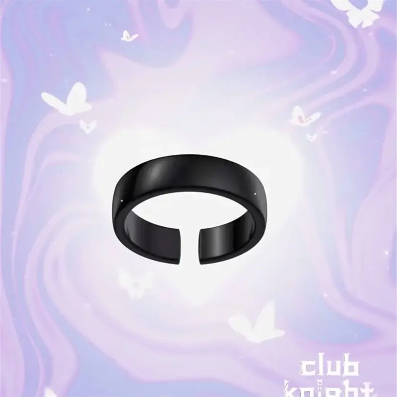 Black matte-finish adjustable ring set with sleek minimalist design for valorant clove cosplay accessory