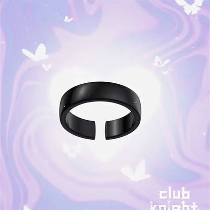 Black matte-finish adjustable ring set with sleek minimalist design for valorant clove cosplay accessory