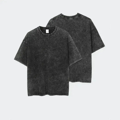Black distressed cotton vintage washed vinland saga askeladd t-shirt with relaxed fit and short sleeves