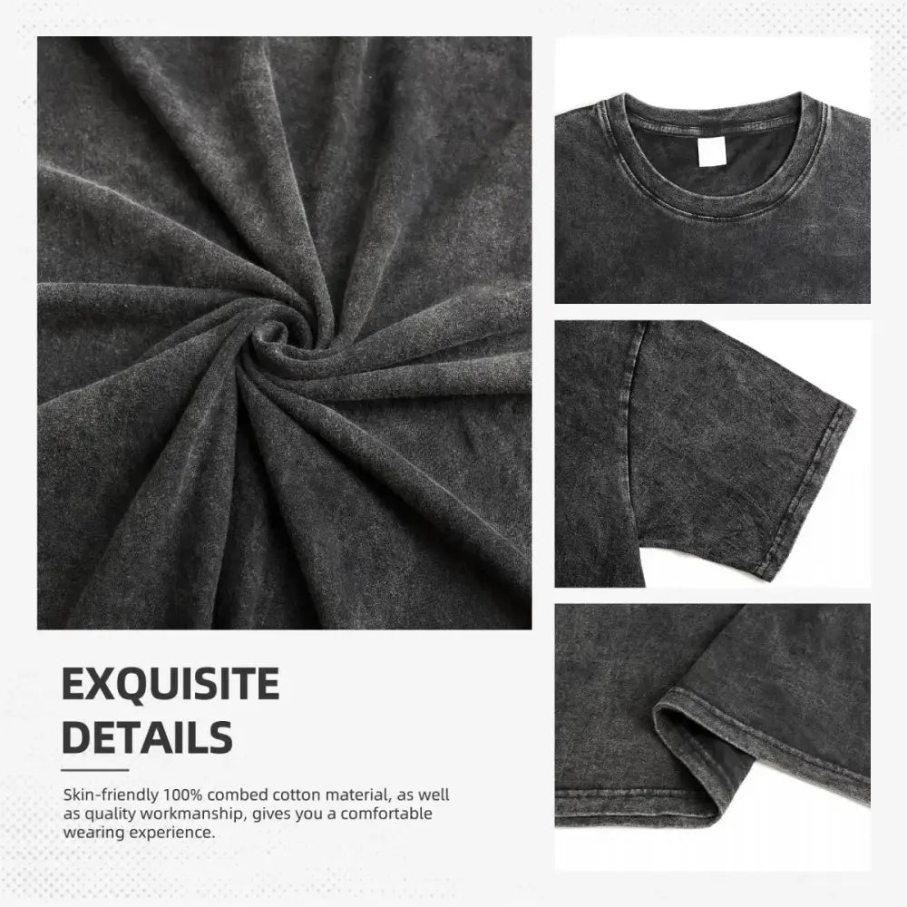 Dark gray distressed cotton vinland saga askeladd vintage washed crew neck t-shirt with short sleeves