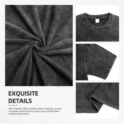 Dark gray distressed cotton vinland saga askeladd vintage washed crew neck t-shirt with short sleeves