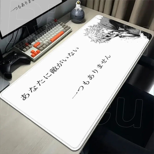 White rectangular vinland saga mouse pad desk mat with black and white anime illustration and japanese text 90x40cm
