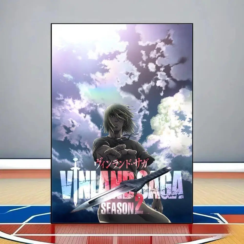 Vinland saga season 2 poster featuring light-haired character with sword on waterproof hd pvc wall art design