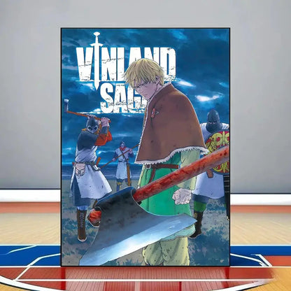 Vinland saga poster hd pvc wall art featuring a blonde character with axe, waterproof and reusable for home decor